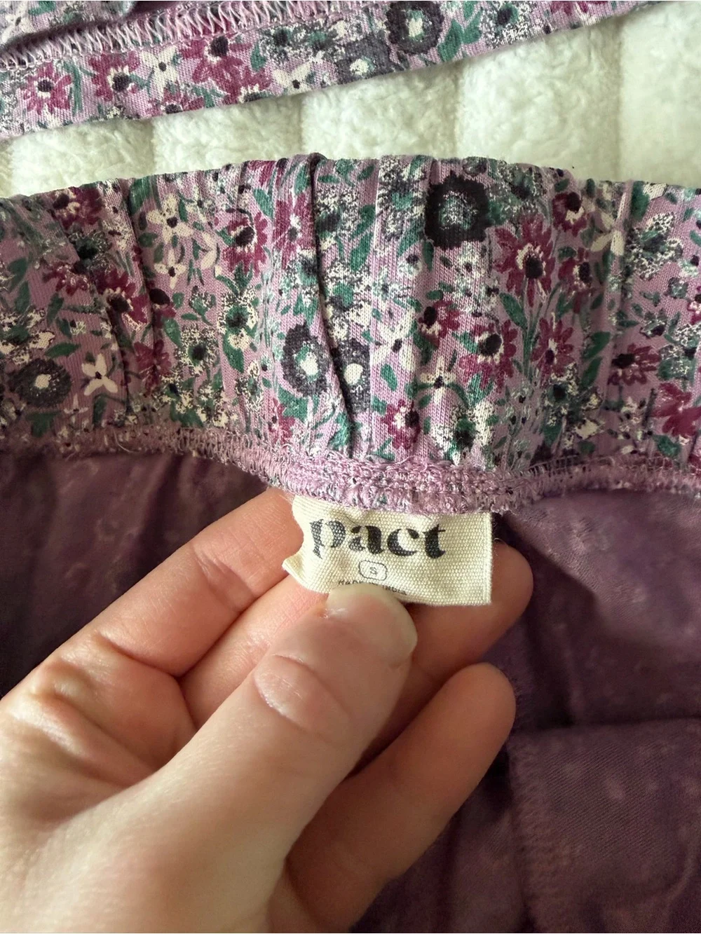 Pact Organic Cotton Floral Pajama Set Purple Tank And Shorts Pockets
